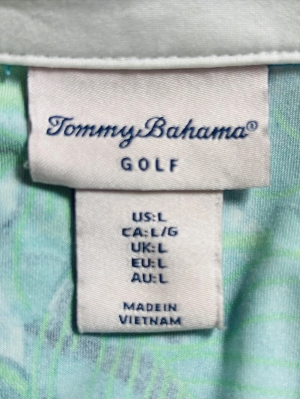 Tommy Bahama Golf Polo Shirt Size L Blue Green Tropical Performance 1/4 Zip - Picture 4 of 9